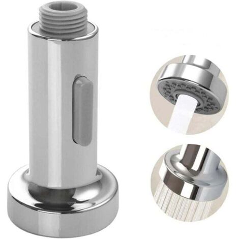 Press Down Pro Pull Out Kitchen Faucet Sprayer with 2 Functions and Nozzles, Universal Pull Out Kitchen Faucet Accessory (Silver) (1/5)