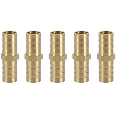 Straight hose connector, bidirectional straight brass pipe adapter, pipe fitting, pipe connector, 12 mm (12 mm, 5 pieces) (1/4)