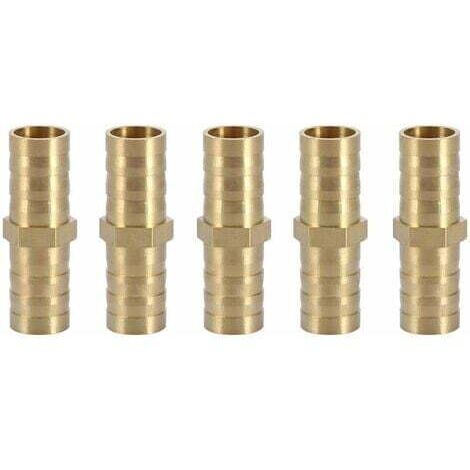 Straight hose connector, bidirectional straight brass pipe adapter, pipe fitting, pipe connector, 10 mm (10 mm, 5 pieces) (1/4)