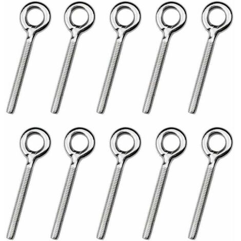 25 Pack M4 Eye Bolts, Welded Ring Bolts, Threaded Rings, Eye Hook Bolts for Garden Swings