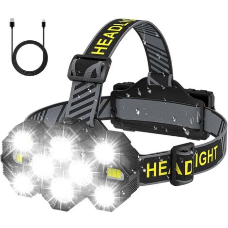 Rechargeable Headlamp - 2022 Upgraded Version: 22,000 Lumens, 10 LEDs, 10 Lighting Modes, Super Bright Headlamp, Hands-Free, Ideal for Camping, Fishing, Cycling and Hiking, Waterproof