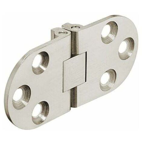 Folding Hinges – For Kitchen Tables, Sewing Machines, Office Furniture, Folding Table Tops – Flat, Invisible Metal Hinge Made of Matte Nickel-Plated Steel – 30 x 65 mm – 1 Piece