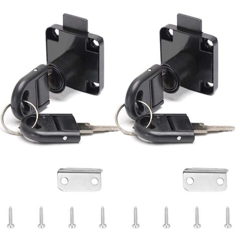 Black Aluminum Alloy Office Drawer Locks with 4 Keys, Cylinder Lock for Office Furniture, Mailbox, Drawer, Cabinet, 1622mm (1/5)