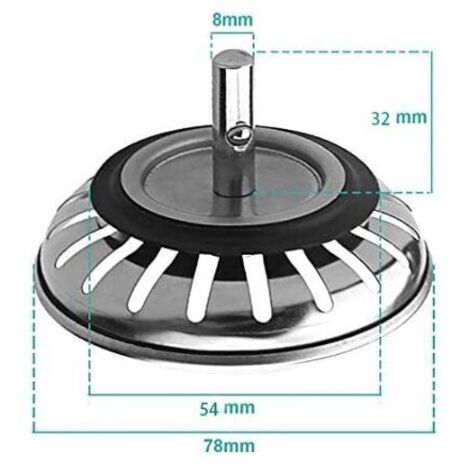 Stainless steel pull-out basket, diameter 78 mm, kitchen sink accessory, water connection, umbrella closure, sink cover (1/3)