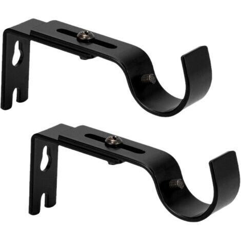 2-Piece Adjustable Wall Mount Curtain Rod Holder Stainless Steel Curtain Rod Bracket with Screws Curtain Rod Holders Clothes Rails Iron (1/3)