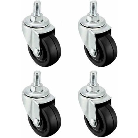 Set of 4 x 40mm rubber wheels with M8 threaded stem (1/4)
