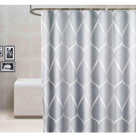 Shower Curtain 120 x 180 cm, Waterproof, Washable, Anti-Mold, Polyester, Grey (1/4)