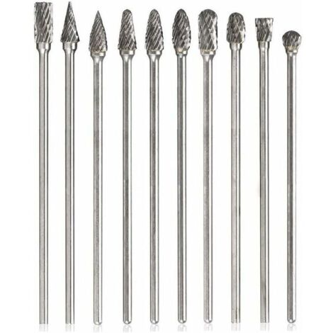 10pcs Carbide Rotary Burrs, Single Sided Double Cut Rotary Burr with 3mm Shank Files, Rasp, Twist Drill, Polishing Tool Attachment, Length 100mm (1/5)