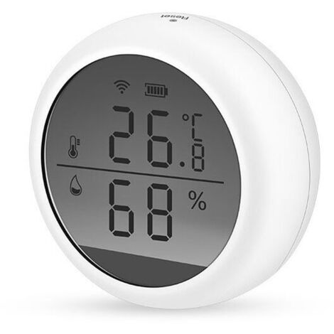 Indoor Wi-Fi Thermometer and Hygrometer, Remote Control via App, USB/AAA Connection, HD LCD Display, Compatible with Alexa/Google Assistant and Tuya
