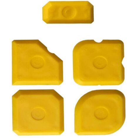 Set of 5 Professional Spatulas, Silicone and Acrylic - Squeegee for Perfect Joints - Yellow (1/5)
