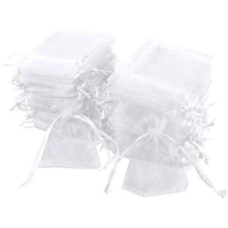 Set of 100 White Organza Bags, 7 x 9 cm, Organza Gift Bags, Jewelry Bags, Party Favor Bags, Lavender Bags, Wedding Favors (1/5)