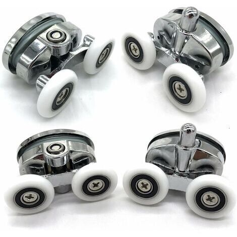 Set of 4 Shower Enclosure Rollers - Two Wheels - Oval - Butterfly Shape (23mm) (1/4)
