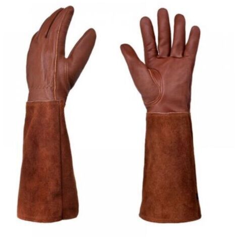 S Leather Gardening Gloves, Anti-Thorn, Elbow-Length (1/4)