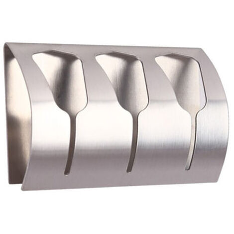 Self-adhesive bathroom towel rack, kitchen towel hook with 3 hooks, brushed stainless steel, 10 kg (1/4)
