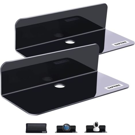 Black - Set of 2 Wall Shelves to Expand Wall Space - 9" No Drilling Acrylic Shelf for Bedroom, Bathroom, Kitchen, Living Room, Office. (1/5)