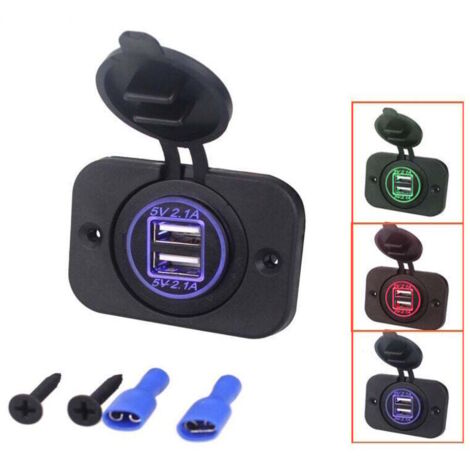 12/24 Volt 2.1 A 5 Volt Flush-Mounted Dual USB Socket for Caravans, Campers, Cars, Boats, Trucks