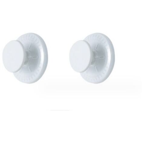 White Round Wall Hooks (Set of 2, 3.3 x 6.4 cm), High Quality Plastic with Strong Suction Cup, Self-Adhesive Wall Hooks for Towels, Bathrobes and Jackets - No Drilling or Screws Required (1/5)