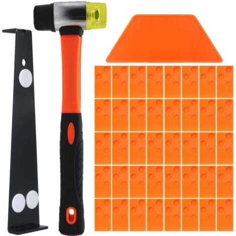 Laminate Flooring Installation Kit, Laminate Flooring Laying Kit with 40 Spacers, Tapping Block, Heavy-Duty Pull Bar and Fiberglass Mallet, Soft Non-Slip Handle