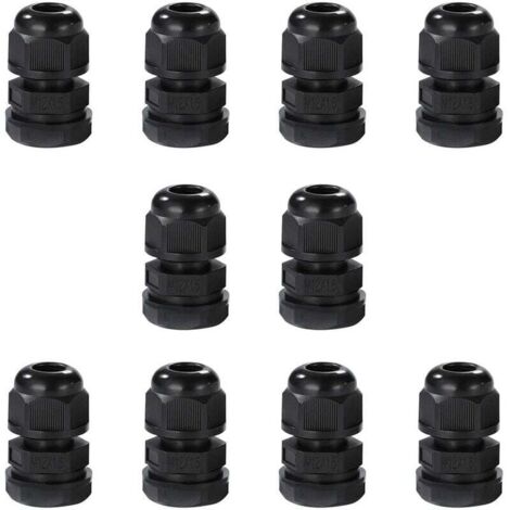 Pack of 10 IP68 Waterproof M12 Cable Glands, Waterproof Nylon Cable Connectors with Locking Nut and Washer for 3mm to 6.5mm Cables. (M12)