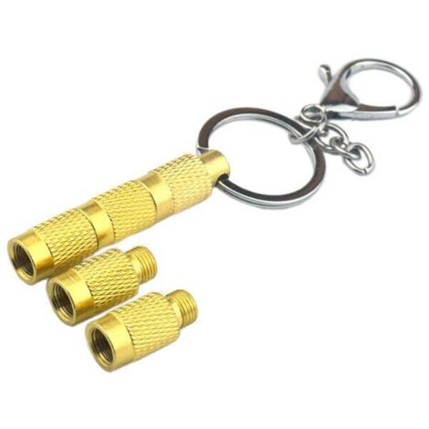 Automatic Bleed Valve, Portable Tire Bleed Valve with Keychain, 4-in-1 Pure Copper Automatic Air Bleed Valve for Deflating Various Car Tires, Gold (1/5)