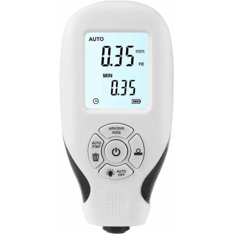 Coating thickness gauge, car paint depth gauge with LCD screen, automatic calibration, portable coating thickness gauge for used car buyers (white)