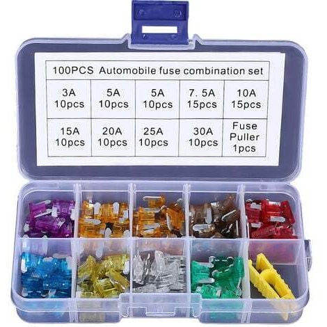 100 PCS 12V-32V Low Profile Mechanical Car Fuses for Vehicles, Cars, Motorcycles, Boats, and Trucks, Assorted Small Blade Fuses, 3A-30A (1/3)