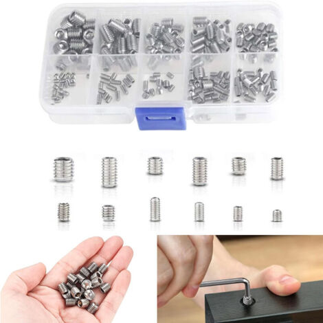 200pcs Stainless Steel Hex Socket Cap Screws, Push-in Screws, Hex Head, Metric Set, Professional Metal Accessories, M3 M4 M5 M6 M8, with PP Box