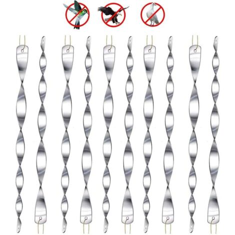 (Silver) 10 Pieces Bird Deterrent, Reflective Bird Deterrent, 30cm 360 Degree Reflective Luminous Spiral for Balcony, Fruit Trees, Vegetable Gardens.