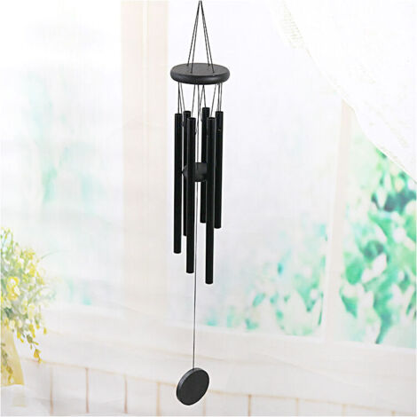 Black Outdoor Wind Chime, Large Wind Chime Made of 6 Beautiful Aluminum Tubes, A Beautiful Keepsake and Gift for Family, Friends, Garden, and Patio. (1/5)