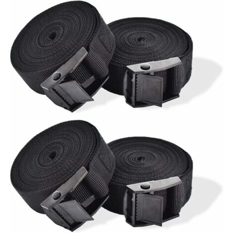 Ratchet Straps, 4pcs Lockable Buckle Tie Down Straps for Motorcycle Car Bike Rack Luggage 2.5cm x 1m