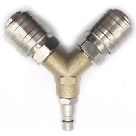 Compressed air distributor, 1/4" compressed air connection, 3-way compressed air distributor with external thread quick coupling and Y-distributor (1/5)