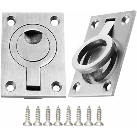 Pieces Drawer Handle Set, Cabinet Handle, Stainless Steel Boat Handles, Marine Handle, Boat Hatch Embedded Handle with 8 Screws (64 x 46mm) (1/5)
