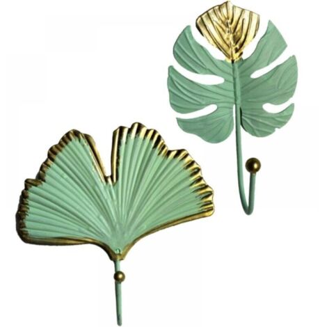 (2 Pcs) Leaf Shape Coat Hooks, No Drill, No Nails, Coat Hooks, Household Wall Hooks, Clothes Storage Hooks, Nail-Free (1/5)