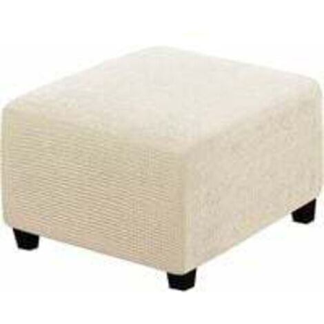 (beige) Stretch covers, square protective covers in spandex fabric for storage stools, footrests, with elastic at the bottom, for furniture (1/5)