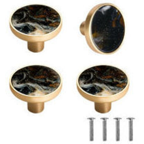 Drawer and Door Handles, Pack of 4, 32mm, Single Hole, Round, Black (1/5)