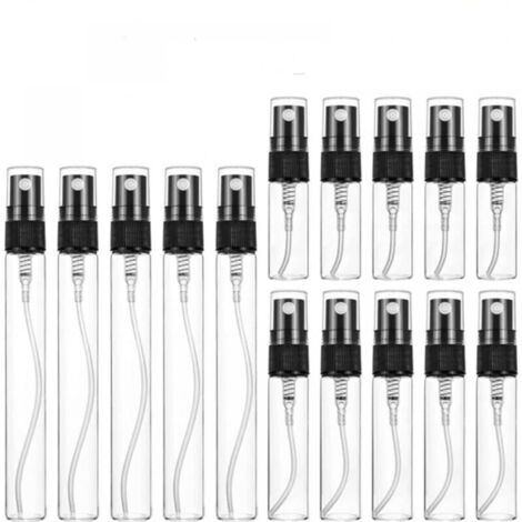 (3ml, 5ml, 10ml) Black, 15pcs Empty and Refillable Mini Glass Spray Bottles for Perfume Samples and Cosmetic Sprays (1/5)