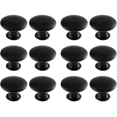 Retro Round Drawer Handles, Suitable for Drawers, Cabinets and Shelves (12 Pieces, Black) (1/5)