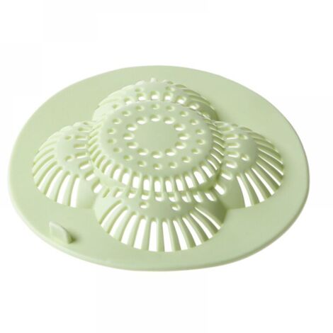 (Green) 1 Piece Plastic Sink Strainer, Hollow Flower Pattern Bathtub or Sink Drain Cover, Hair Catcher for Kitchen or Bathroom (1/5)