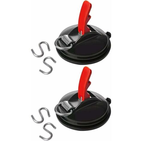 2 Suction Cups with 4 S-Hooks, Multifunctional Camping Suction Cup Hooks, Extra Strong Suction Cup Mounts, Suction Cup Mounts for Car, Camping and RV (1/5)