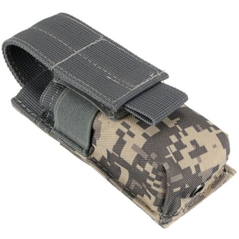 Gray Camouflage Pattern 14 x 5.5 x 4cm Universal Waterproof Nylon Flashlight Battery Pouch for Camping Hiking (1/5)