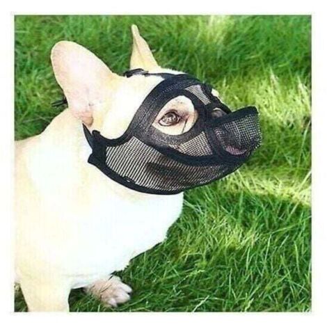 Adjustable Mesh Dog Muzzle, Short Nose Dog Muzzle, Breathable Mesh Muzzle, Bulldog Muzzle to Prevent Biting, Chewing and Barking, Dog Mask, Black, Size S (1/5)