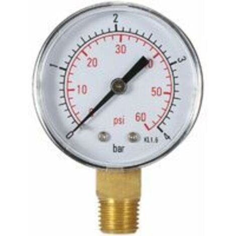 50mm Pool Filter Pressure Gauge, 0–60 PSI (0–4 bar), Pressure Gauge, 1/4" NPT Thread