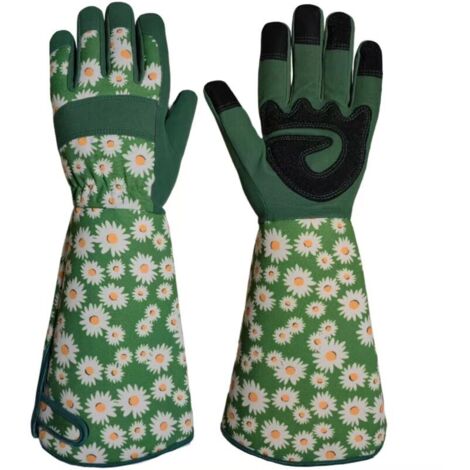 Rose Pruning Gardening Gloves with Long Sleeves for Women and Men, Leather Work Gloves for Gardening, Yard Work, Non-Slip, Breathable, Comfortable for Outdoor Use (Long Gloves, Size L) (1/5)
