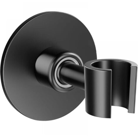 No Drilling Shower Head Holder, 304 Stainless Steel Universal Shower Head Holder, Wall Mount Shower Head Holder with 3M Fixing Tape, 360° Swivel Shower Head (Black) (1/5)