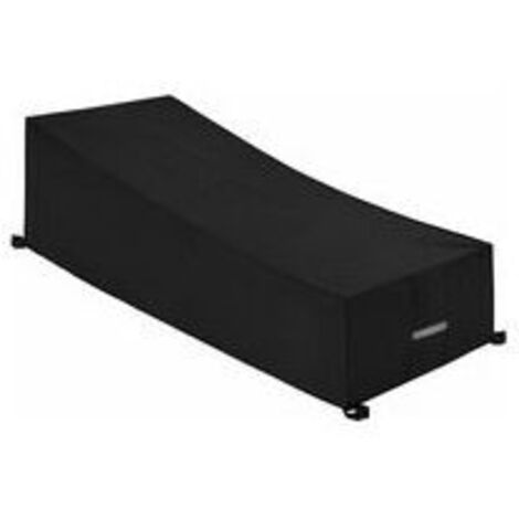 (210 x 75 x 40/80 cm) - Black Garden Lounger Cover with Ventilation Mesh, Heavy Duty 210D Oxford Fabric, Waterproof, Windproof, UV Resistant, Protective Cover for Outdoor Sun Loungers and Bath Chairs (1/5)