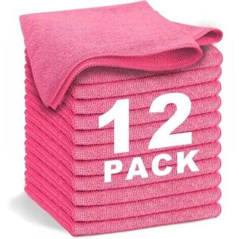 Red Microfiber Cloths (30 x 30 cm), 12 Pieces – Soft, Absorbent, Reusable and Lint-Free – Ideal for Home and Car Cleaning