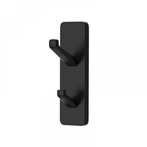 Set of 4 Black Towel Hooks - No Drilling Required - Extra Sturdy - for Bathroom and Kitchen - Self-Adhesive Wall Hooks for Towels and Bathrooms (1/5)