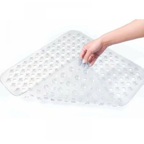 Shower Mat, 53 x 53 cm, Non-Slip, Square, with Suction Cups, Machine Washable, Clear (1/5)