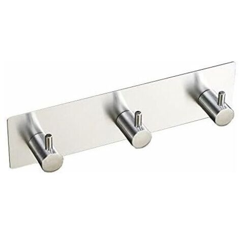 Self-adhesive stainless steel wall mounted towel hook, no drilling required, 3 hook wall mounted towel rack (1/5)