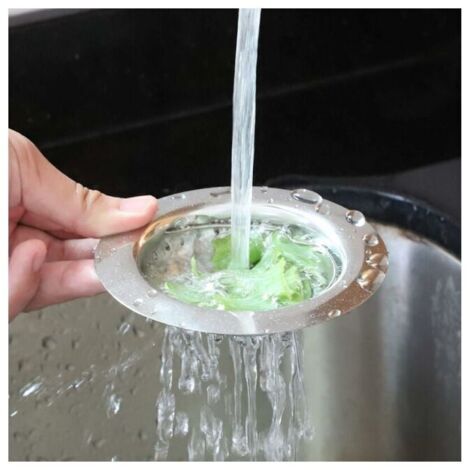 Set of 2 Sink Strainers with Handles, Stainless Steel Sink Strainer with Handle, Kitchen Sink Basket Strainer, Diameter 110mm, Easy to Clean (1/5)